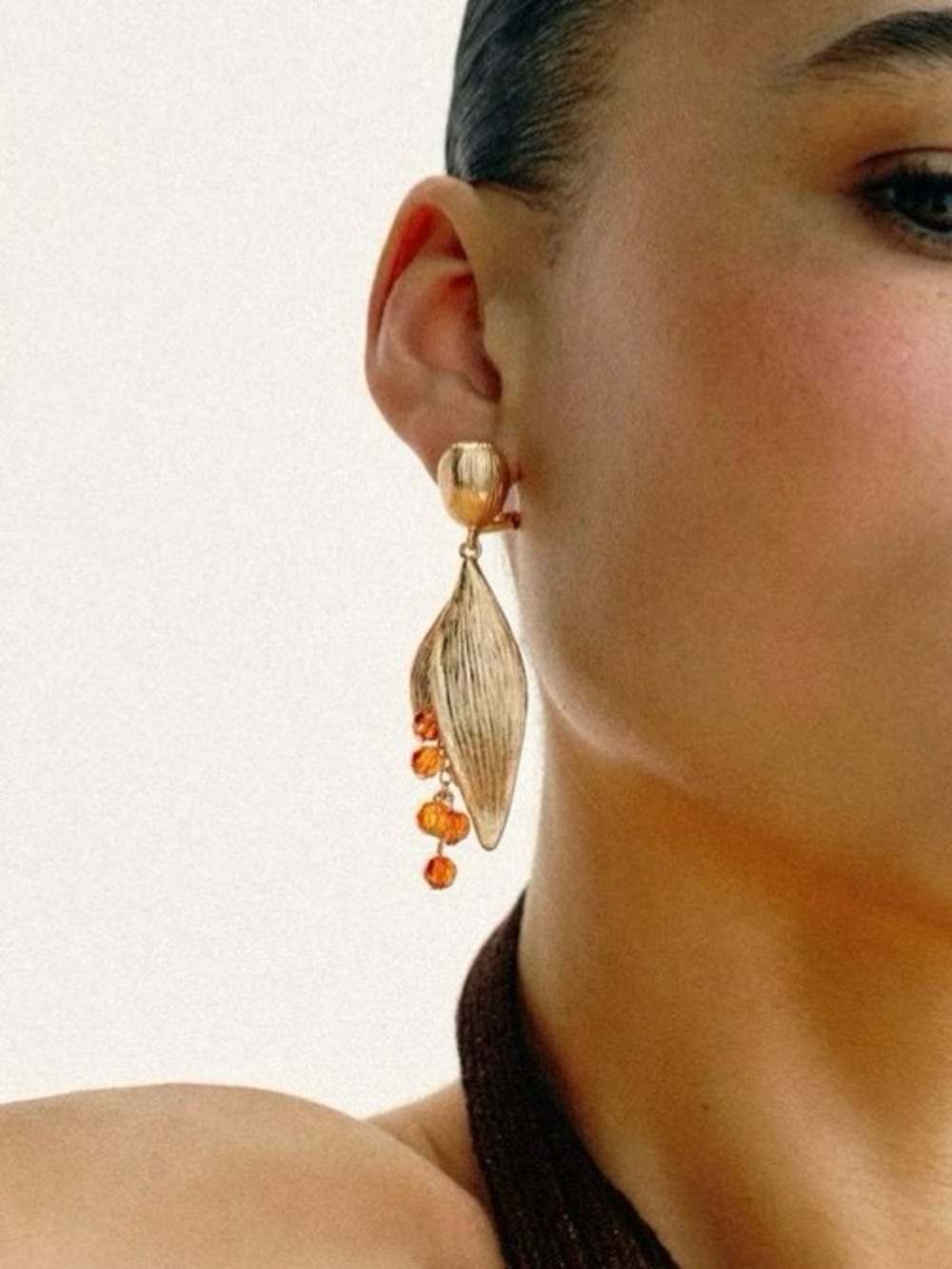 Zara Gold and Orange Beaded Flower Earrings. Brand new!